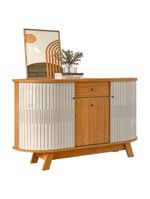 Aparador Para Sala Buffet Monza E Cristaleira Moss Cinamomo Off White - Madetec