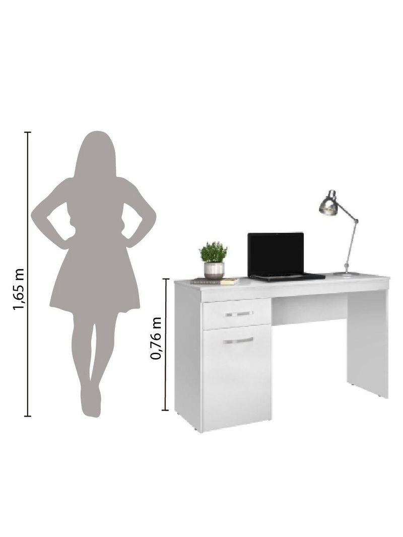 Escrivaninha Com 1 Porta 1 Gaveta Vitória New Branco Demóbile Branco