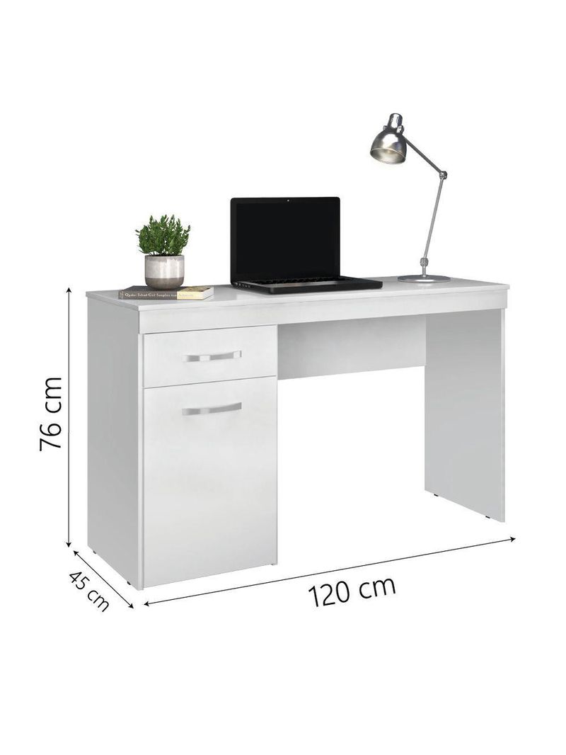 Escrivaninha Com 1 Porta 1 Gaveta Vitória New Branco Demóbile Branco