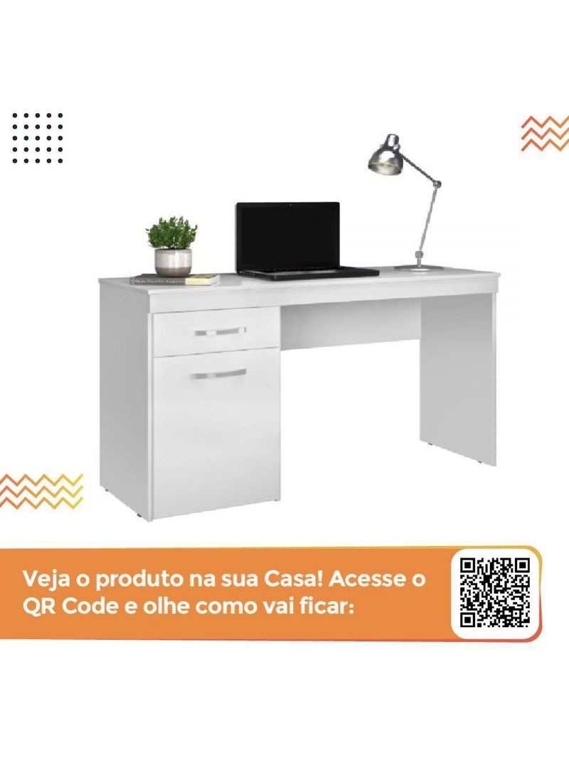 Escrivaninha Com 1 Porta 1 Gaveta Vitória Branco Branco