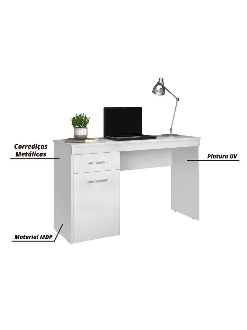 Escrivaninha Com 1 Porta 1 Gaveta Vitória Branco Branco
