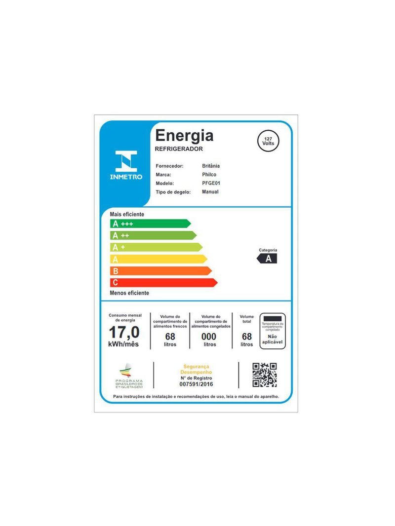 Frigobar Philco 68L PFGE01 5 Níveis de Ajustes 220V