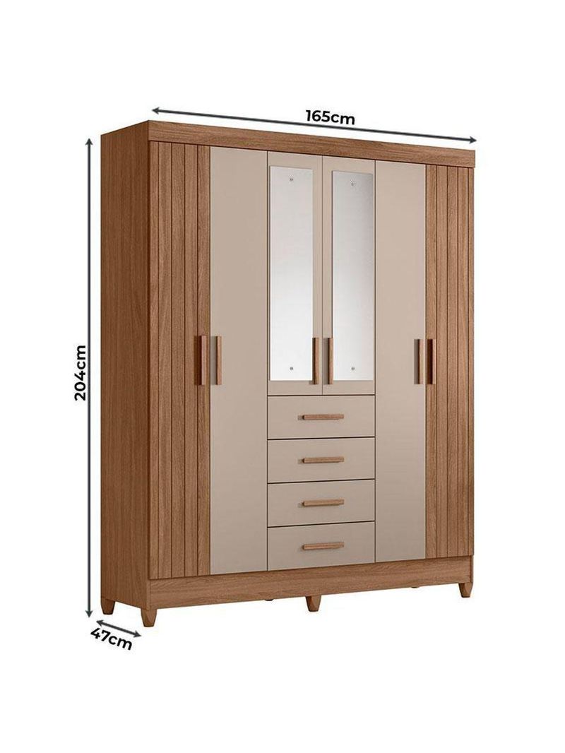 Guarda Roupa Solteiro Aruba com Espelho e Cômoda Georgia Carvalho Fendi – Moval