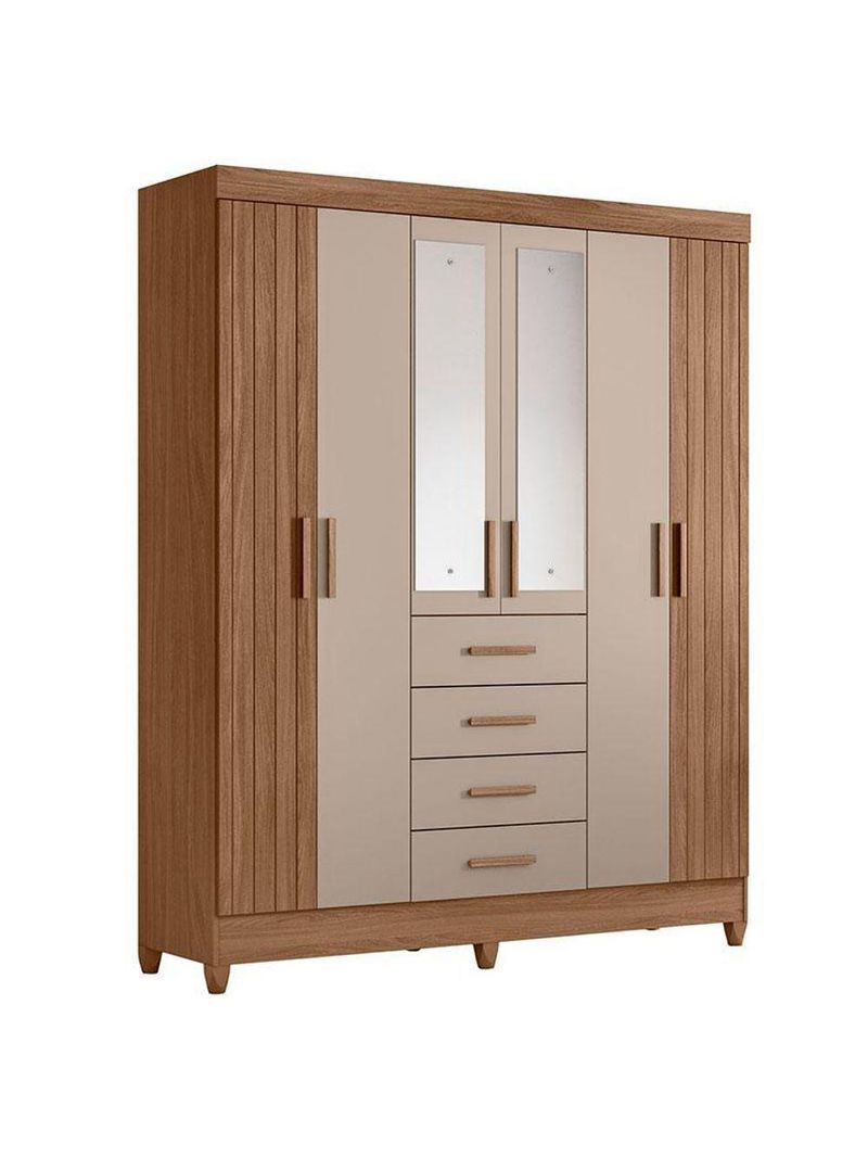 Guarda Roupa Solteiro Aruba com Espelho e Cômoda Georgia Carvalho Fendi – Moval