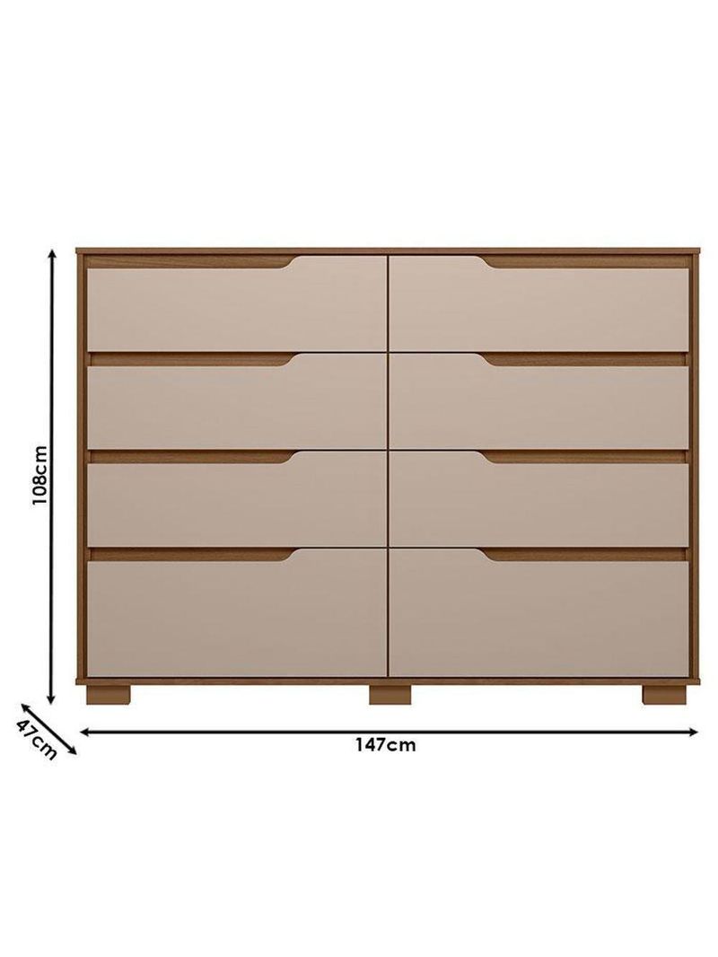 Guarda Roupa Solteiro Aruba com Espelho e Cômoda Georgia Carvalho Fendi – Moval