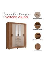 Guarda Roupa Solteiro Aruba com Espelho e Cômoda Dhara Carvalho Fendi – Moval