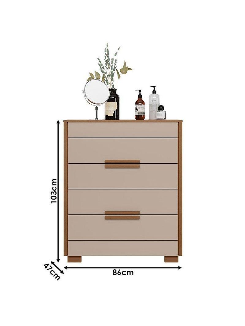 Guarda Roupa Solteiro Aruba com Espelho e Cômoda Dhara Carvalho Fendi – Moval