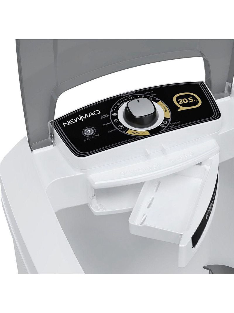 Tanquinho Semiautomático 20,5 Kg 9 Programas Lavagem Newmaq Branco 220V