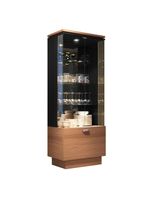 Cristaleira Hb Móveis Aura 2 Portas De Vidro 1 Gaveta Nature-preto - Linha Exclusiva