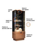 Cristaleira Hb Móveis Aura 2 Portas De Vidro 1 Gaveta Nature-preto - Linha Exclusiva