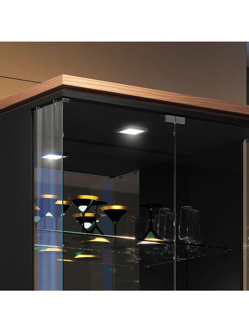 Cristaleira Hb Móveis Aura 2 Portas De Vidro 1 Gaveta Nature-preto - Linha Exclusiva