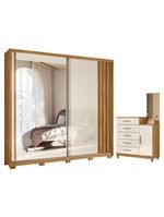 Guarda Roupa Casal Dhara E Cômoda Lisboa Freijó Off White - Moval