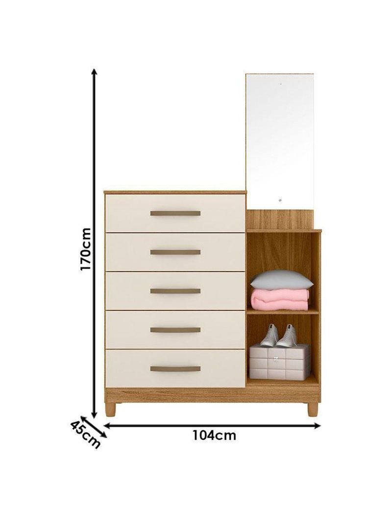 Guarda Roupa Casal Dhara E Cômoda Lisboa Freijó Off White - Moval