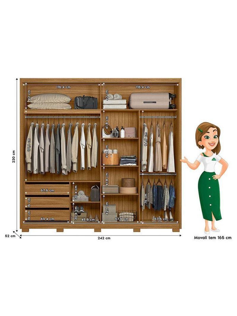 Guarda Roupa Casal Dhara E Cômoda Lisboa Freijó Off White - Moval