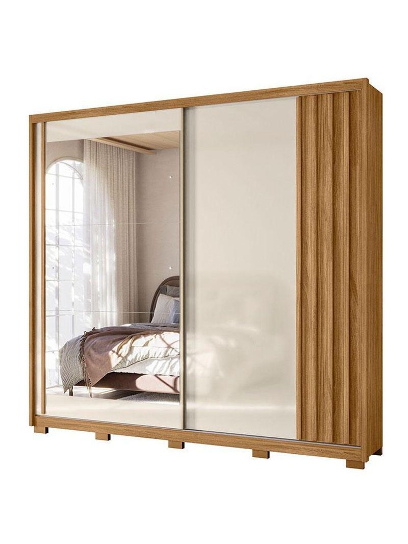 Guarda Roupa Casal Dhara E Cômoda Lisboa Freijó Off White - Moval