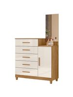 Guarda Roupa Casal Dhara E Cômoda Lisboa Freijó Off White - Moval