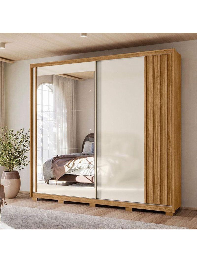 Guarda Roupa Casal Dhara E Cômoda Lisboa Freijó Off White - Moval