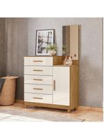 Guarda Roupa Casal Dhara E Cômoda Lisboa Freijó Off White - Moval