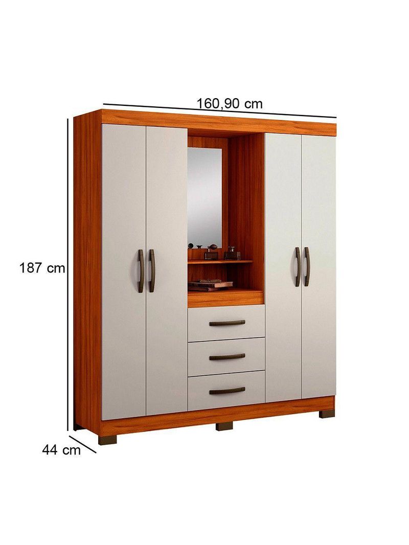 Guarda-roupa Notável Capela Solteiro 4 Portas 3 Gav Nt5015 Freijo/off White