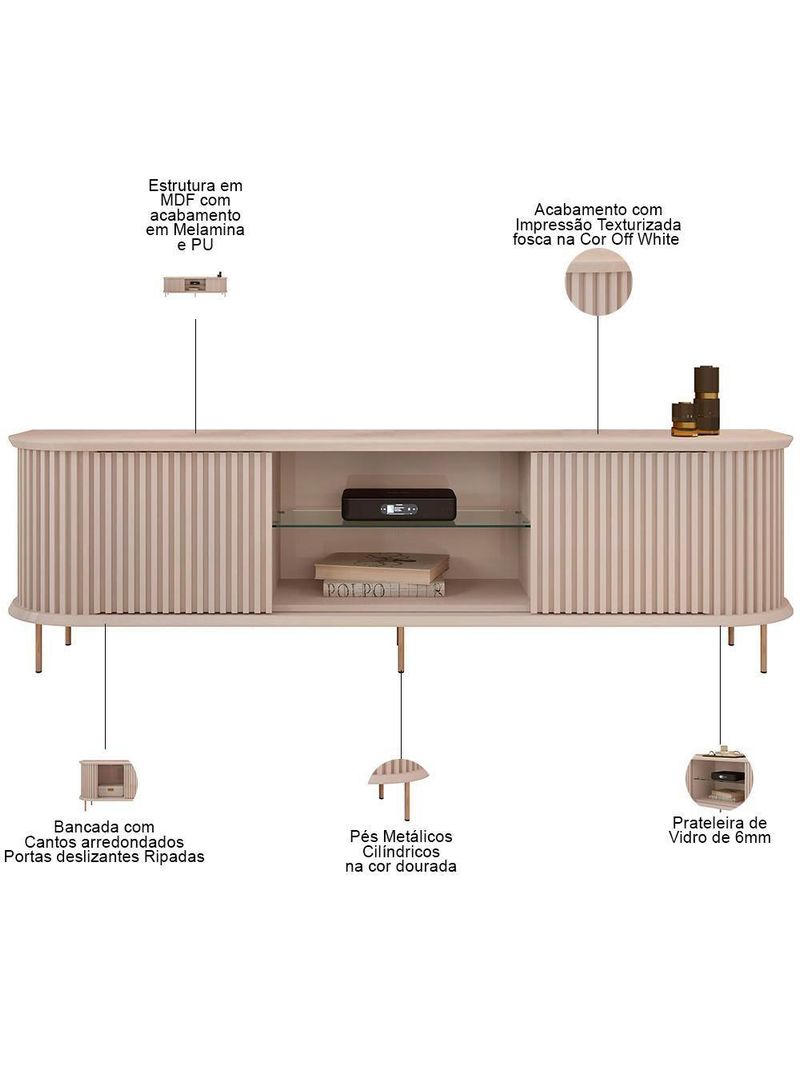 Rack Para Sala De Estar 75 Pol Atlantis D05 Off White