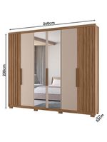 Guarda-Roupa Casal Araguaia e Cômoda Georgia Carvalho Fendi com Espelho – Moval