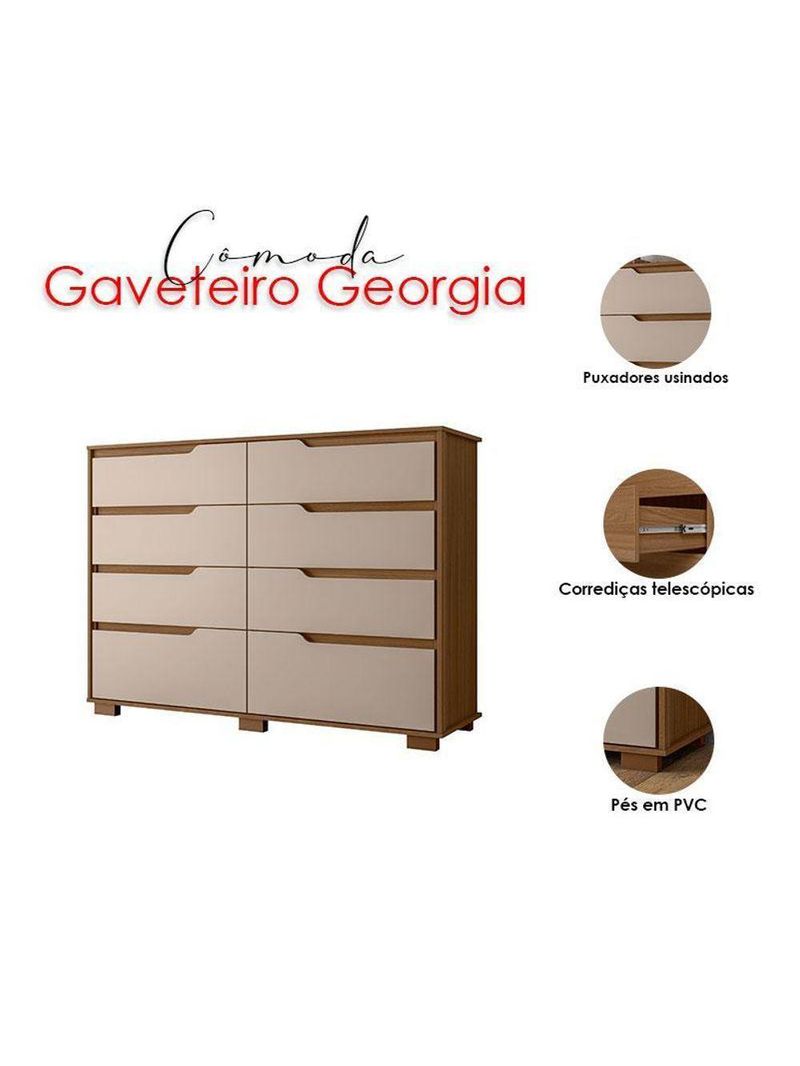 Guarda-Roupa Casal Araguaia e Cômoda Georgia Carvalho Fendi com Espelho – Moval