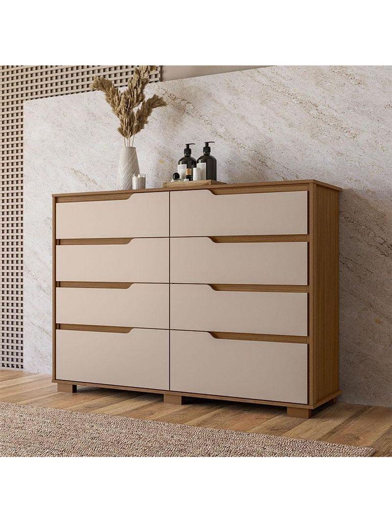 Guarda-Roupa Casal Araguaia e Cômoda Georgia Carvalho Fendi com Espelho – Moval