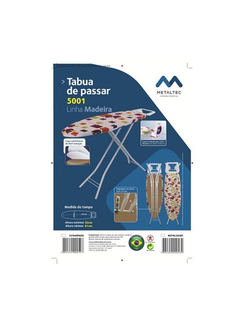 Tábua De Passar Metaltec 5001 Estampada Branco