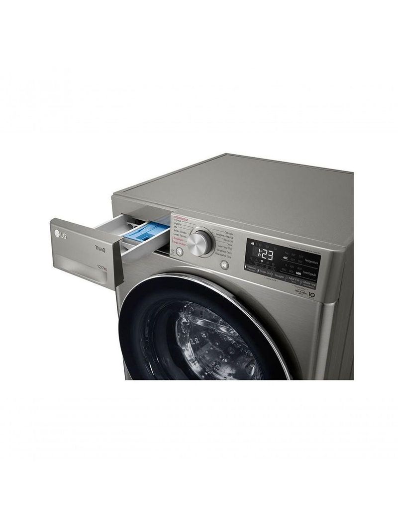 Lava e Seca Smart LG VC4 12kg Inox Look Com Inteligência Artificial AIDD CV5012PC4 110v