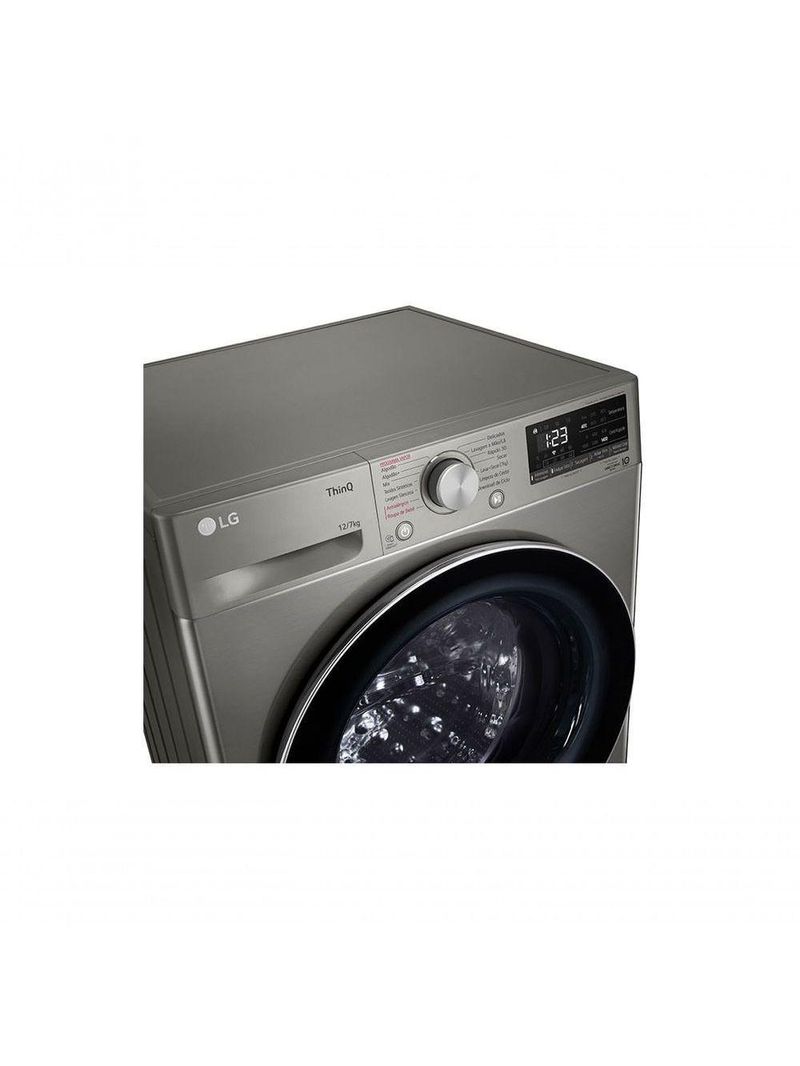 Lava e Seca Smart LG VC4 12kg Inox Look Com Inteligência Artificial AIDD CV5012PC4 110v