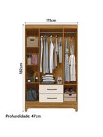 Guarda Roupas Solteiro 4 Portas 2 Gavetas Paraty – Moval – Freijó / Off White