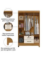 Guarda Roupas Solteiro 4 Portas 2 Gavetas Paraty – Moval – Freijó / Off White