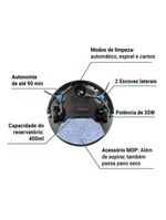 Aspirador Robô Philco 3 em 1 com MOP Antiqueda PAS23 Bivolt