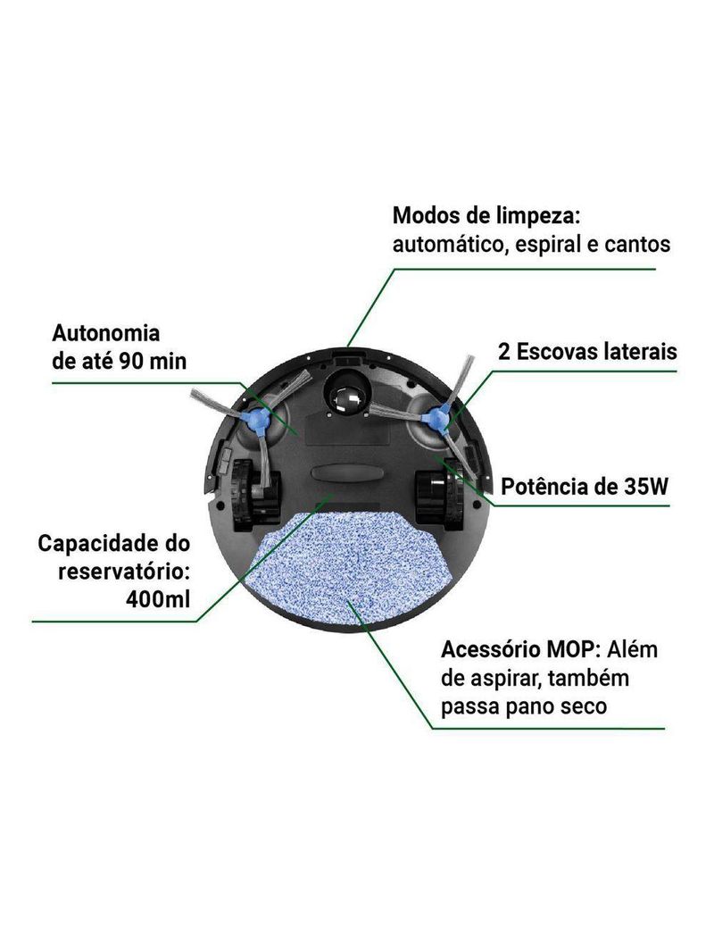 Aspirador Robô Philco 3 em 1 com MOP Antiqueda PAS23 Bivolt