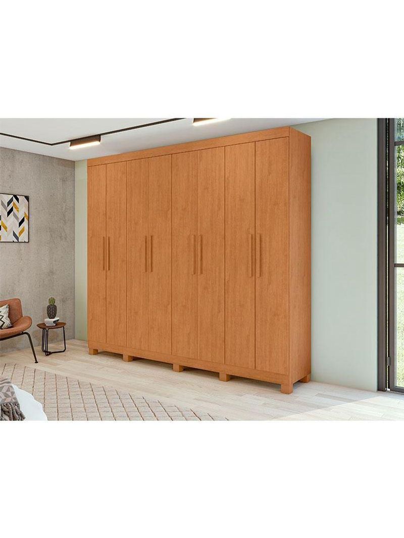 Guarda Roupa Casal Andara Soft Com Pés E Cômoda Sapateira Toronto Amêndoa Clean – Lopas