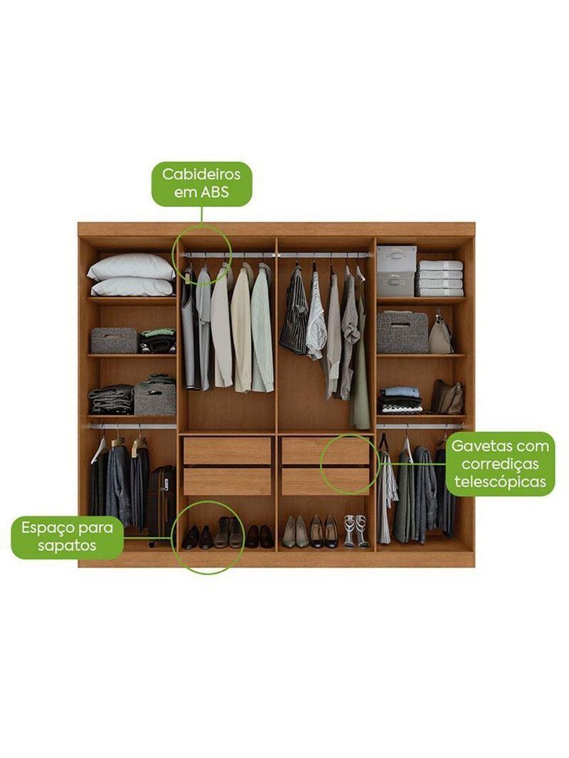 Guarda Roupa Casal Andara Soft Com Pés E Cômoda Sapateira Toronto Amêndoa Clean – Lopas