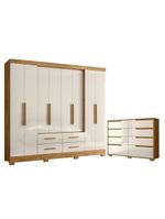 Guarda Roupa Casal San Lorenzo E Cômoda Georgia Freijó Off White – Moval