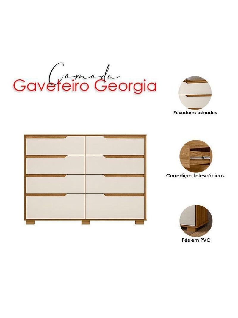 Guarda Roupa Casal San Lorenzo E Cômoda Georgia Freijó Off White – Moval