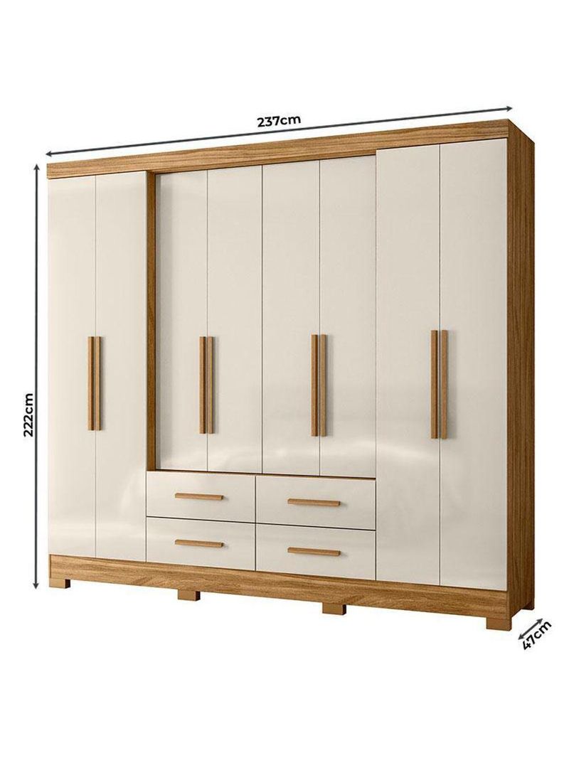 Guarda Roupa Casal San Lorenzo E Cômoda Georgia Freijó Off White – Moval