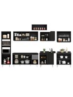 Armário de Cozinha Modulada de Canto 8 Peças CP07 Balcão Preto/Cinza - Lumil