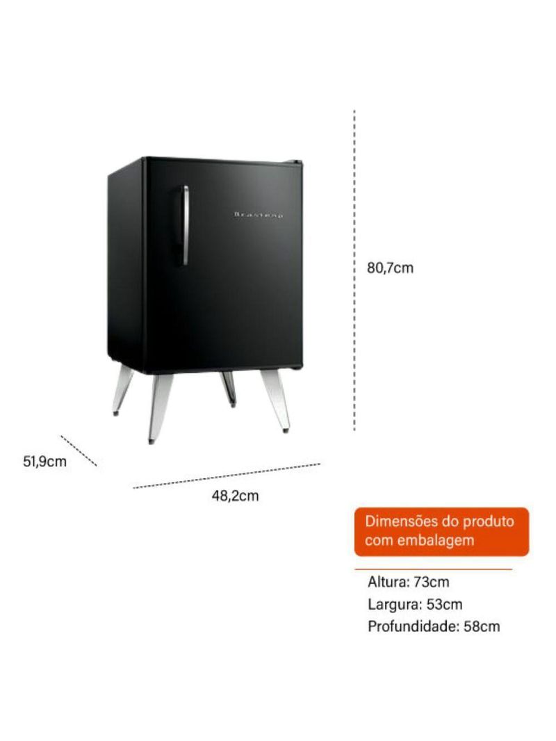 Frigobar Brastemp Retrô 76l Preto Bra08heana 110V