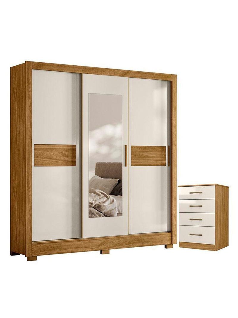 Guarda Roupa Casal Bahamas E Cômoda Ms913 Freijó Off White – Moval