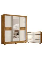 Guarda Roupa Casal Bahamas E Cômoda Georgia Freijó Off White– Moval