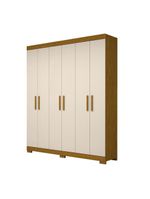 Guarda-Roupa Casal Canadá 6 Portas E 2 Gavetas 100% MDF Linha Mobília Cinamomo/Off White