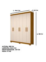 Guarda-Roupa Casal Canadá 6 Portas E 2 Gavetas 100% MDF Linha Mobília Cinamomo/Off White