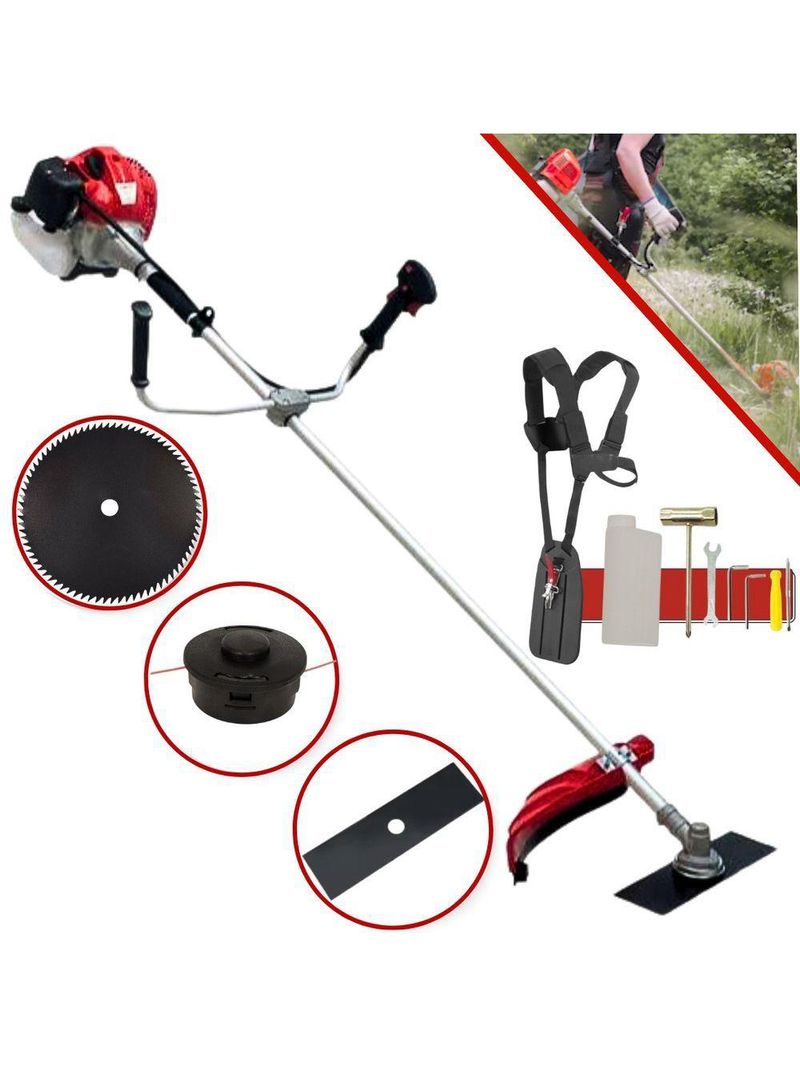 Roçadeira A Gasolina Anmax Cg430 Tb 43cc 2hp + Lamina 80 Dentes Similar A Tekna, Toyama, Vulcan, Branco, Garthen