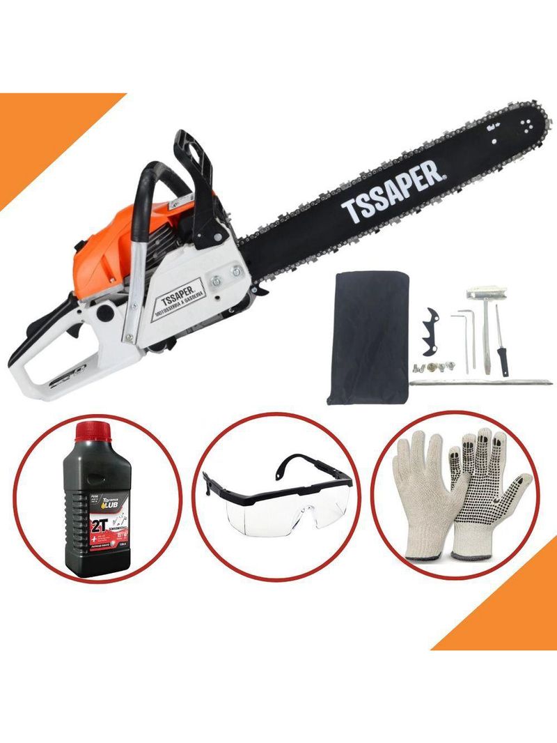 Motosserra A Gasolina 52cc Sabre 20 Profissional T-ssaper Mg52cc Com Kit Oleo Toyama 2t + Oculos + Luvas