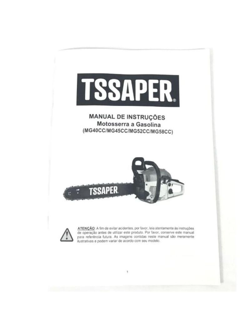 Motosserra A Gasolina 52cc Sabre 20 Profissional T-ssaper Mg52cc Com Kit Oleo Toyama 2t + Oculos + Luvas