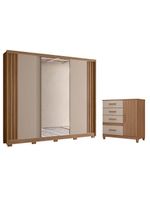 Guarda Roupa Casal Arizona E Cômoda Vênus Carvalho Fendi Com Pés - Moval