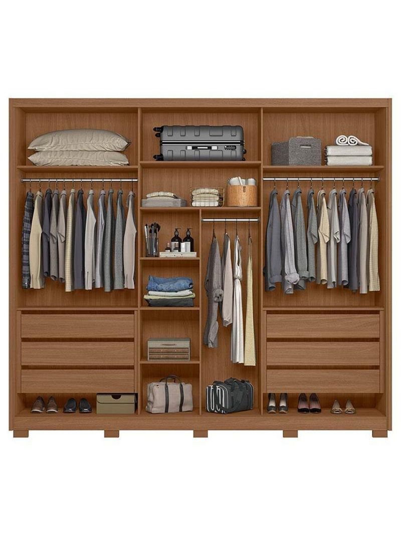 Guarda Roupa Casal Arizona E Cômoda Vênus Carvalho Fendi Com Pés - Moval